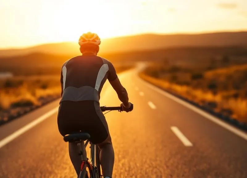 Cyclist riding at golden hour